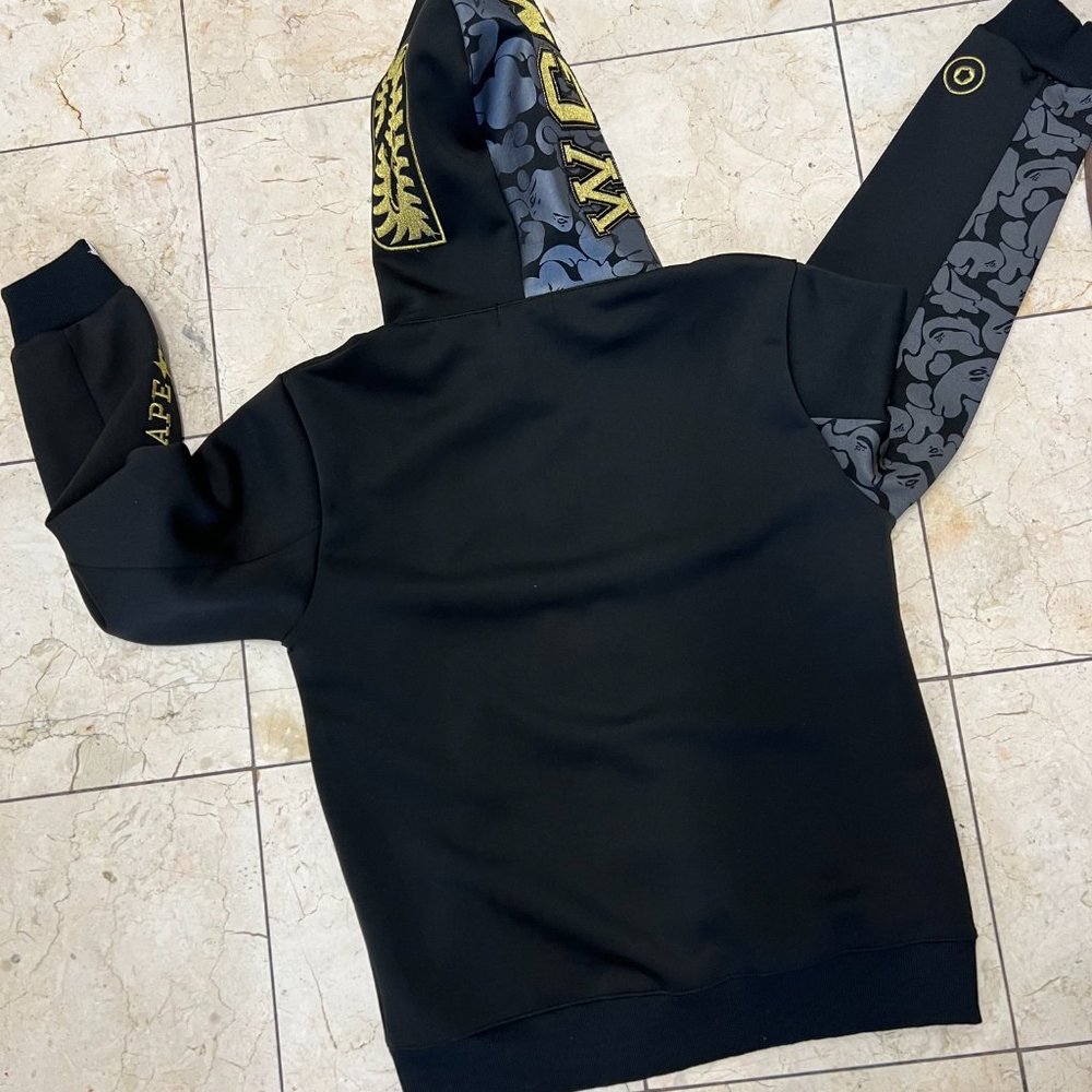 A Bathing APE Limited Edition BLACK GOLD Full Face Zip Shark Hoodie - Picture 10 of 16